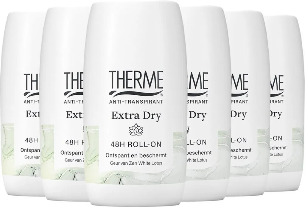 6x Therme Extra dry anti transpirant zen white lotus roller (60 ml)