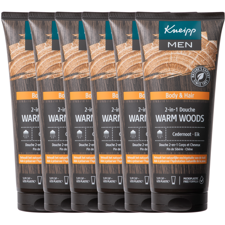 6x Kneipp Men body & hair 2-in-1 douche warm woods (200 ml)