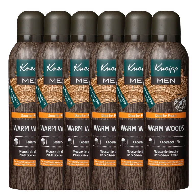 6x Kneipp Men warm woods douche foam cedernoot (200 ml)