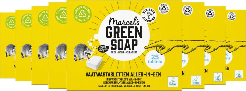 8x Marcel's Green Soap Vaatwastabletten Grapefruit & Limoen All-In-One (25 stuks)