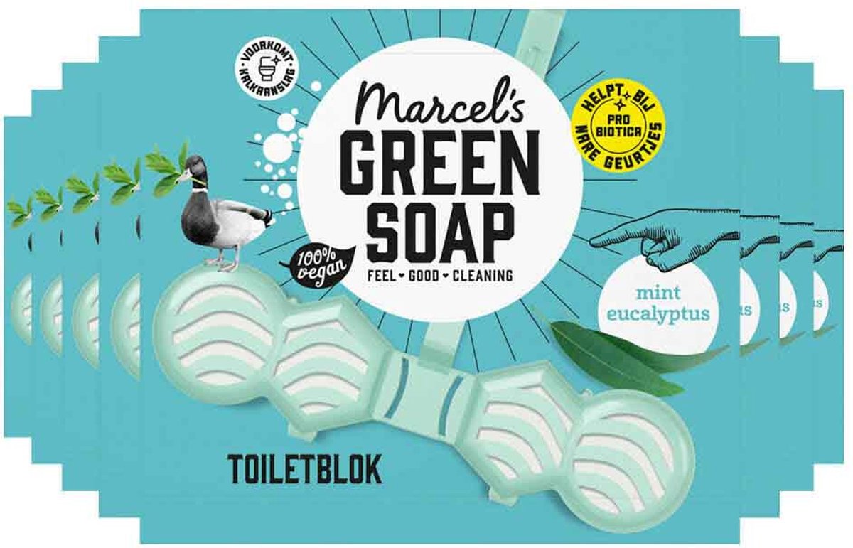 8x Marcel's Green Soap Toiletblok Munt & Eucalyptus (35 gr)