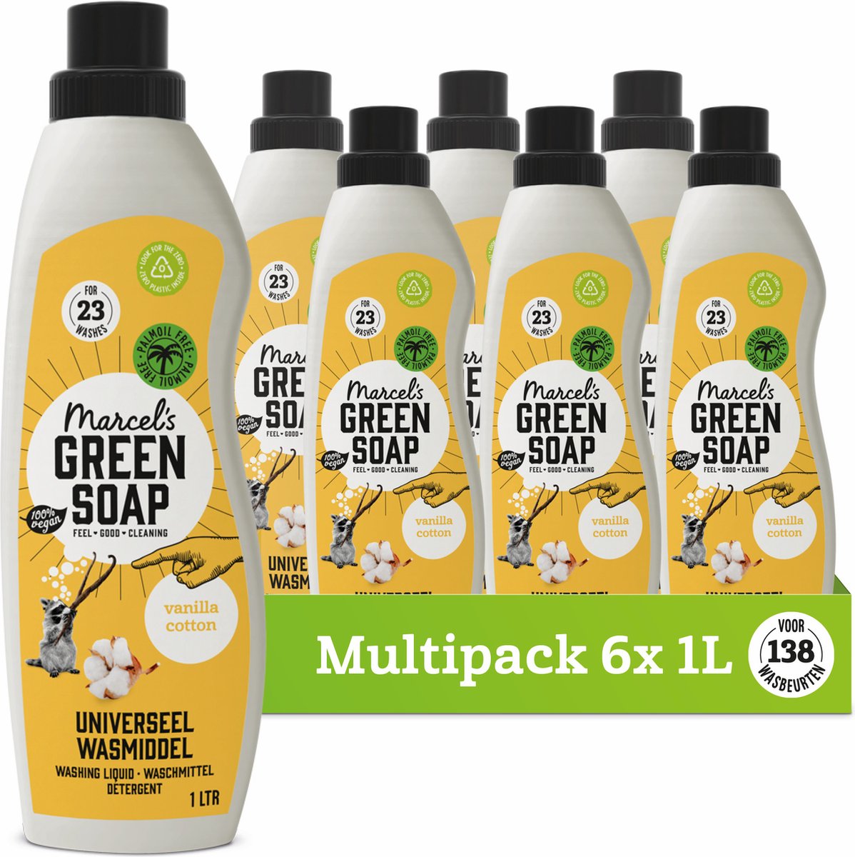 6x Marcel's Green Soap Wasmiddel Universeel Vanille & Katoen (1000 ml)