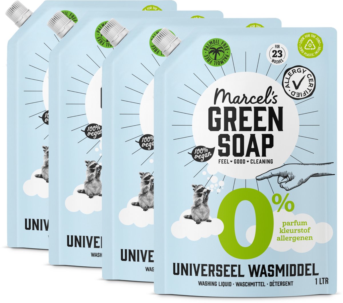 6x Marcel's Green Soap Wasmiddel Universeel 0% Navulling (1000 ml)