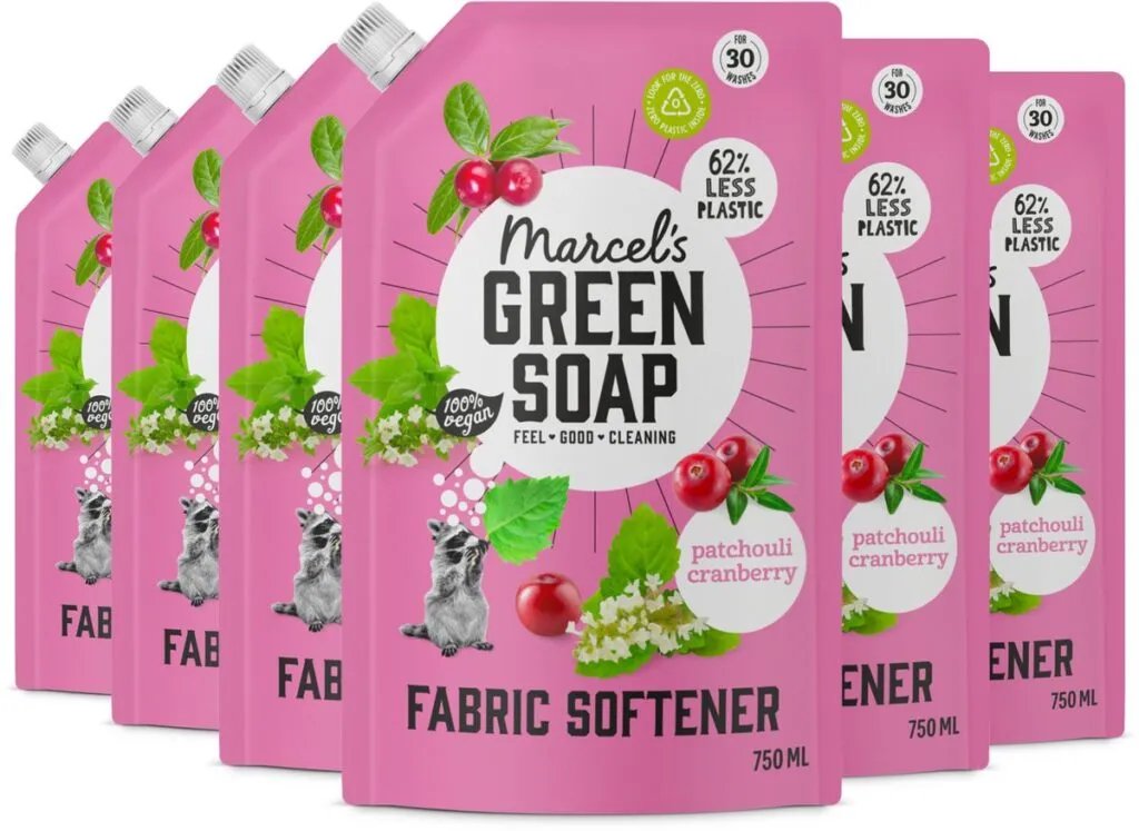 6x Marcel's Green Soap Wasverzachter Patchouli & Cranberry Navulling (750 ml)