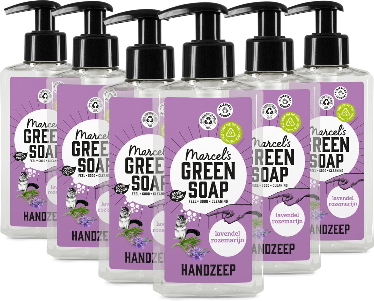 6x Marcel's Green Soap Handzeep lavendel & rozemarijn (250 ml)