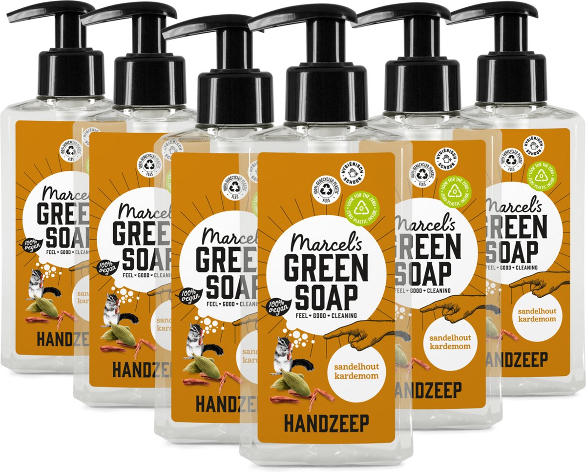 6x Marcel's Green Soap Handzeep sandelhout & kardemom (250 ml)