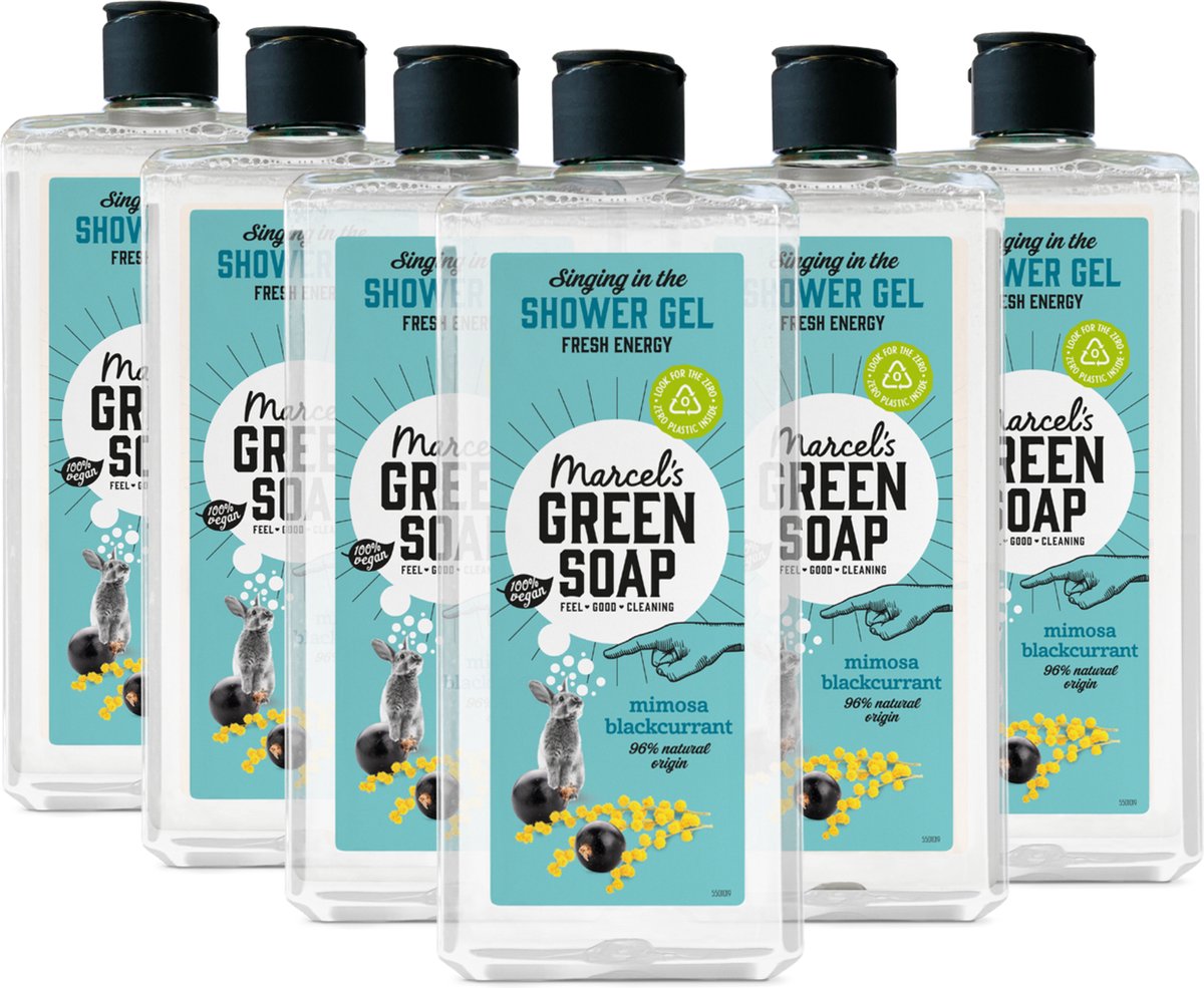 6x Marcel's Green Soap Shower gel Mimosa & Black Current (300 ml)