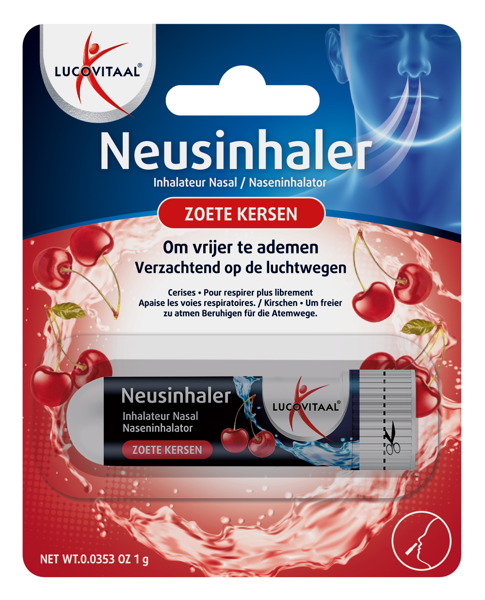 Lucovitaal Neusinhaler Vrijer Ademen Zoete Kersen (1 gr)