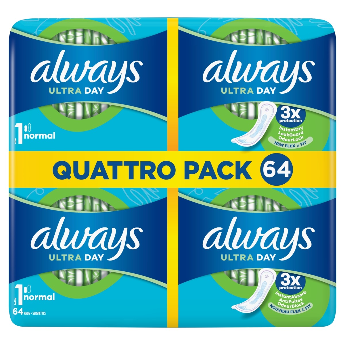 Always Ultra Day Normal Quattro Pack (64 stuks)