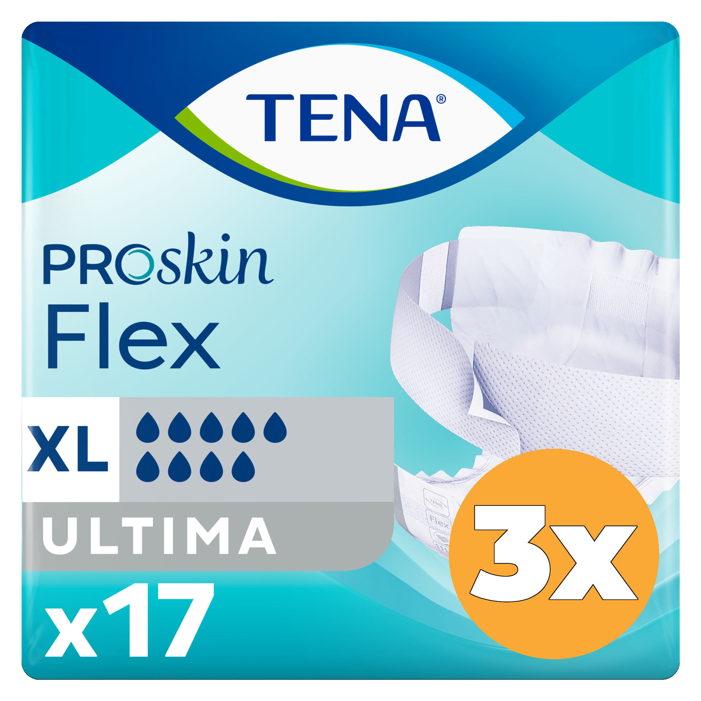 3x Tena Flex Ultima Proskin Large (17 stuks)
