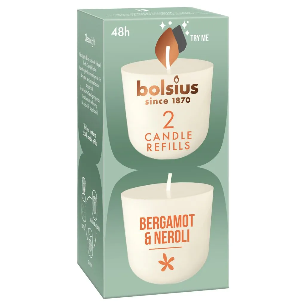 Bolsius Navulling Clean Light pack 2 Bergamot & Neroli (2 stuks)