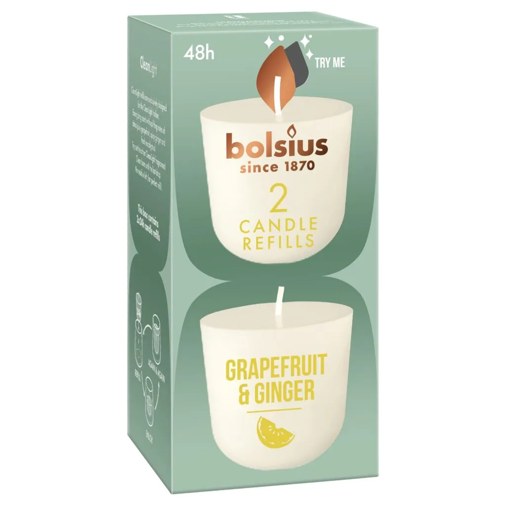 Bolsius Navulling Clean Light pack 2 Grapefruit & Ginger (2 stuks)