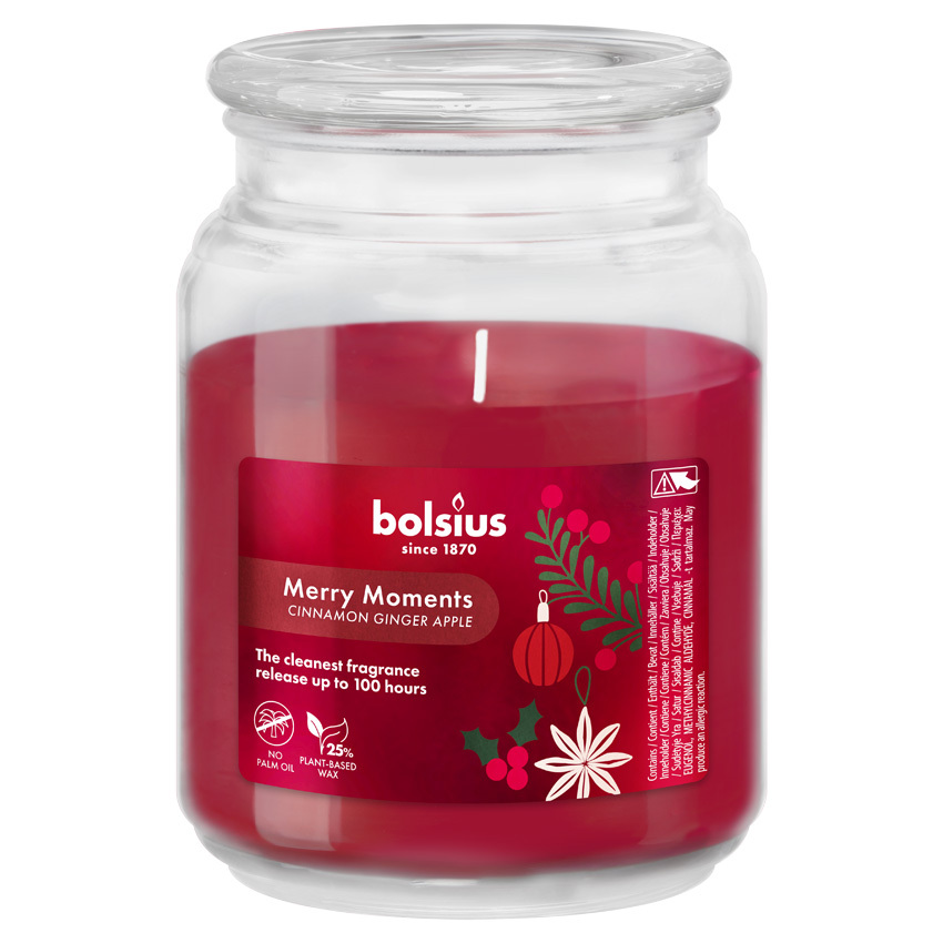 Bolsius Geurglas met deksel 135/100 True Glow Merry Moments (1 stuk)