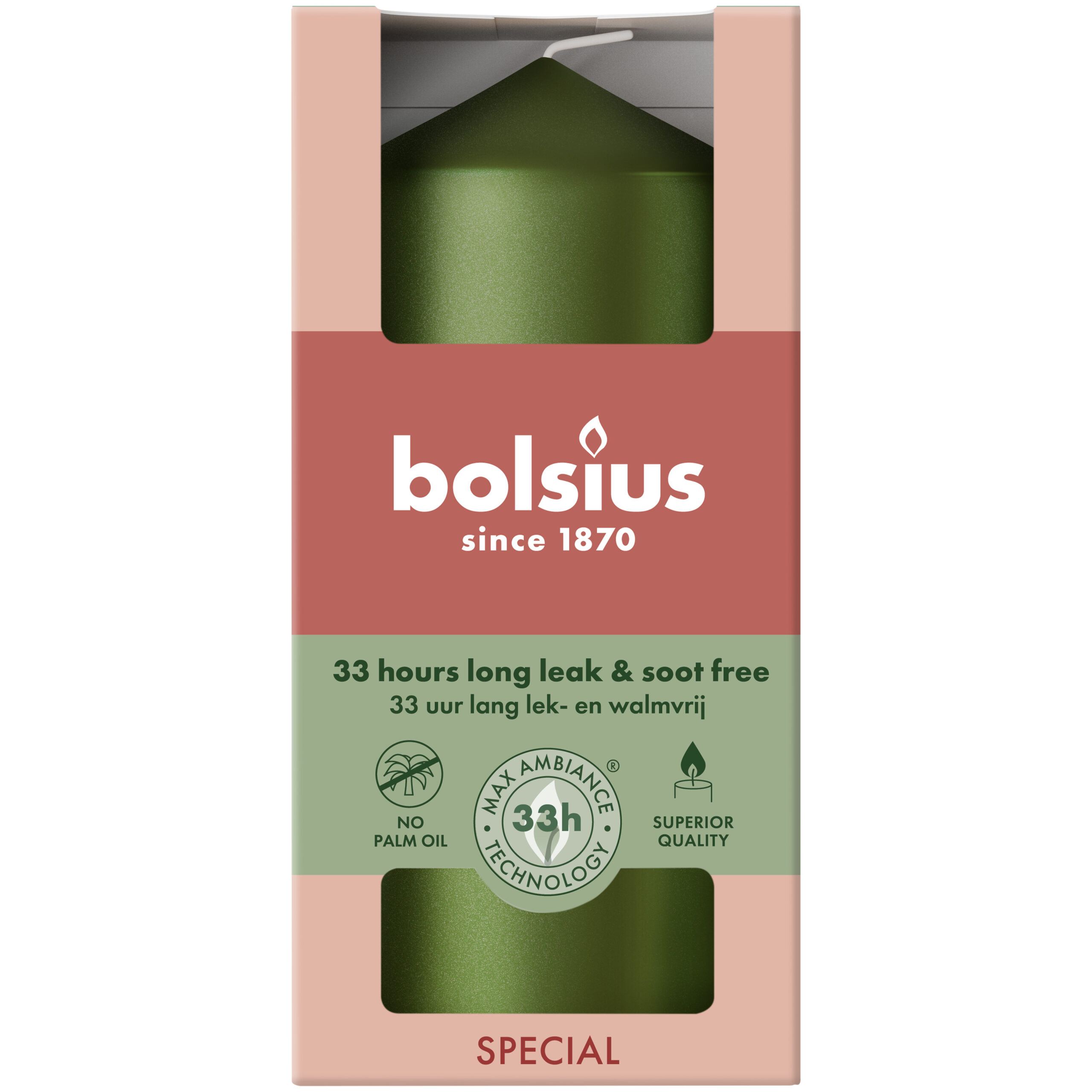 Bolsius Stompkaars 120/58 metallic Green (1 stuk)