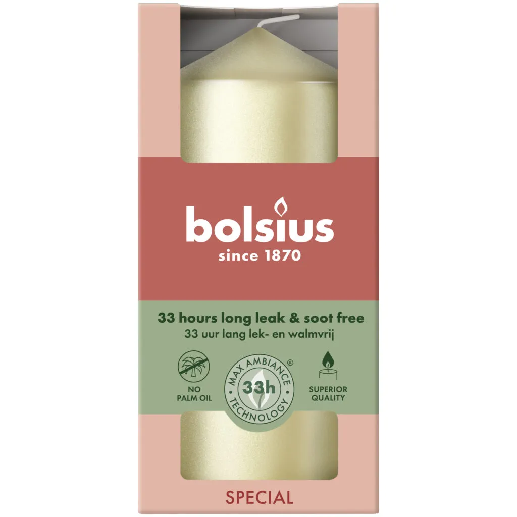 Bolsius Stompkaars 120/58 metallic White Silver (1 stuk)