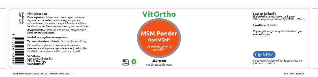 VitOrtho MSM Poeder OptiMSM (250 gr)