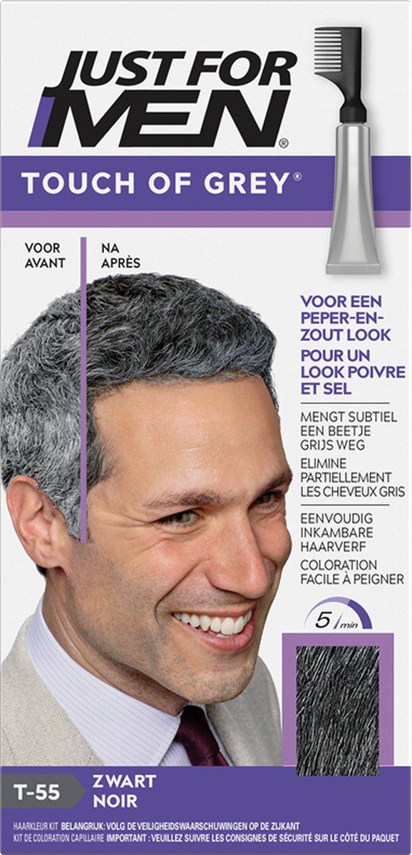 Just For Men Touch of Grey T-55 Zwart (1 stuk)
