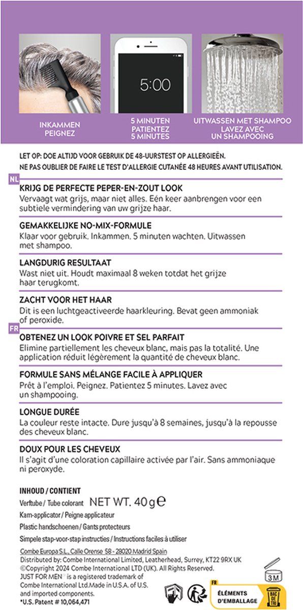 Just For Men Touch of Grey T-55 Zwart (1 stuk)