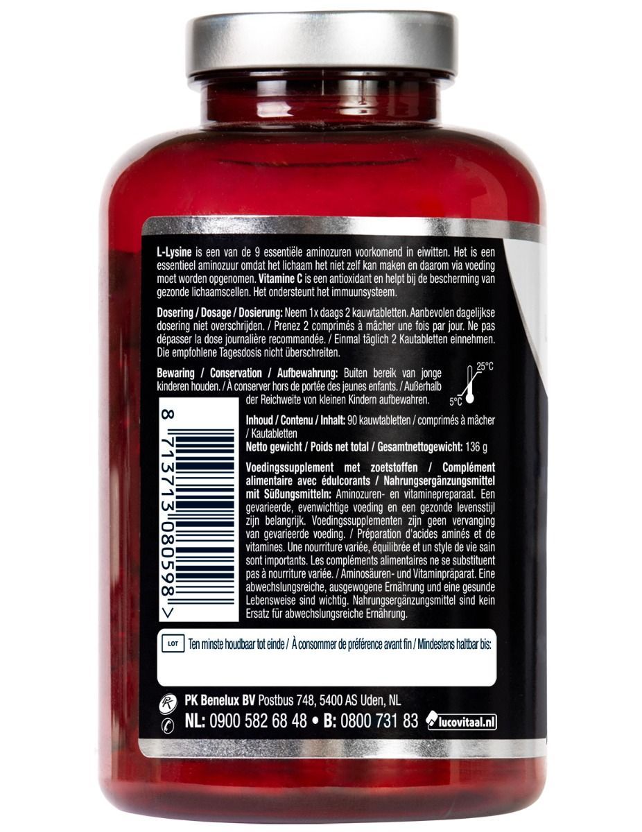 Lucovitaal L-Lysine 1000mg (90 kauwtabletten) - image 2