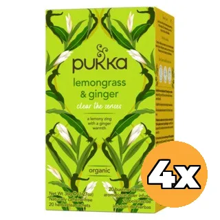 4x Pukka Lemongrass & Ginger Thee Bio (20 zakjes)