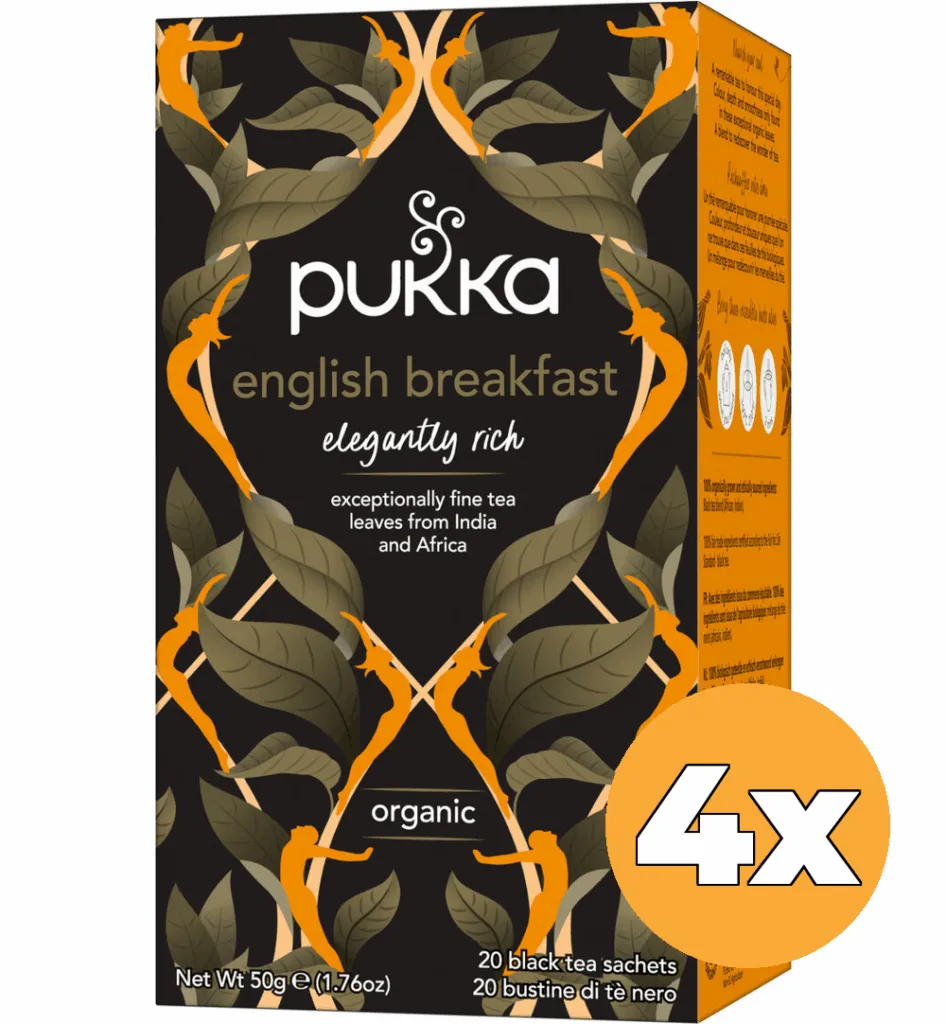 4x Pukka English Breakfast Bio (20 zakjes)