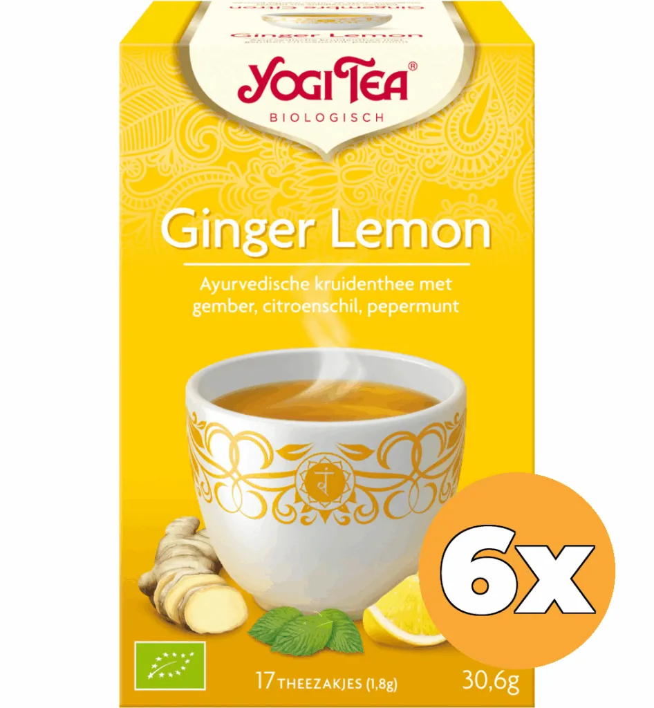 6x Yogi Tea Ginger lemon munt bio (17 stuks)