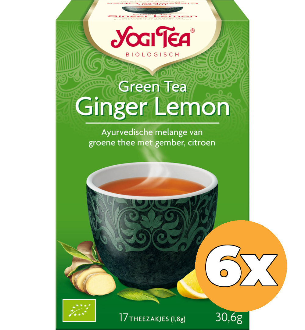 6x Yogi Tea green tea ginger lemon bio (17 stuks)