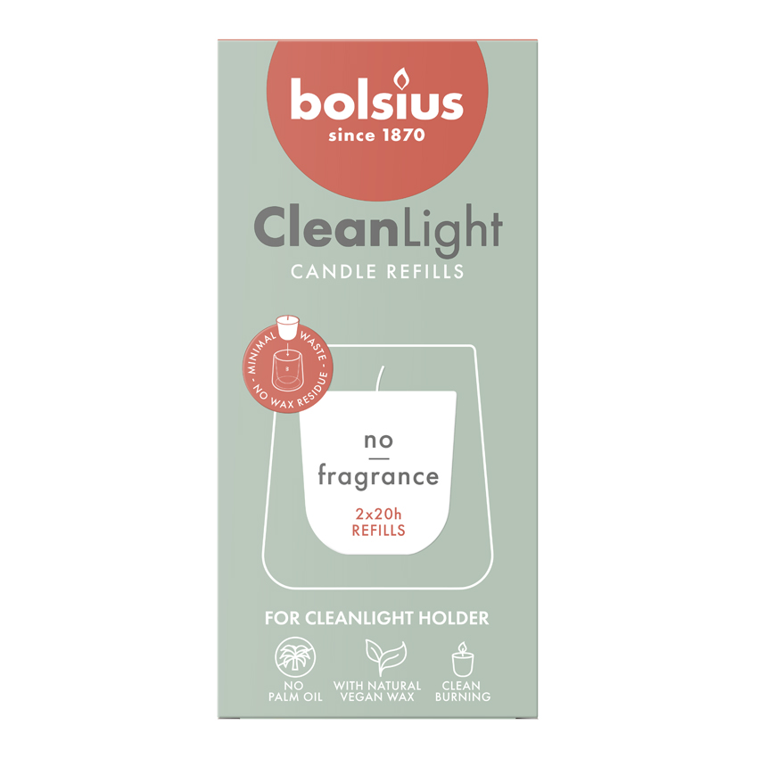 Bolsius Clean Light navulling Geurloos (2 stuks)