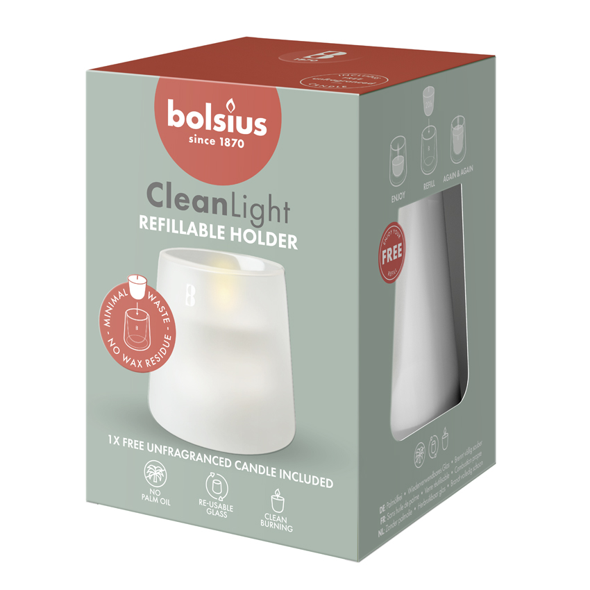 Bolsius Clean Light starterkit houder Wit - incl. geurloze navulling (1 stuk)