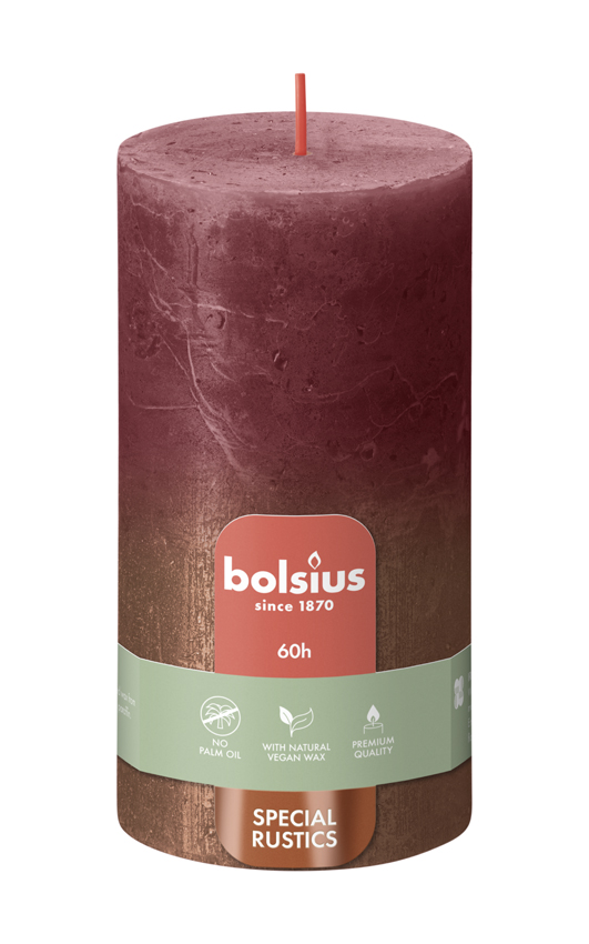 Bolsius Fading Metallic Rustiekkaars 130/68 Velvet Red + Copper (1 stuk)