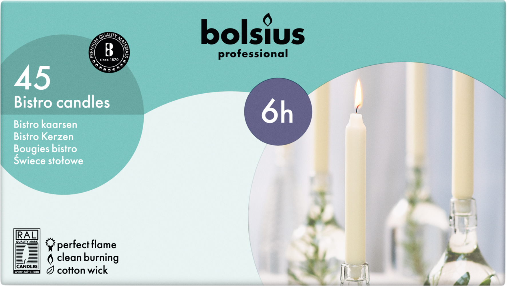 Bolsius Horeca Bistro Kaars 180/21,3 Doos 45 Wit (45 stuks) - image 3