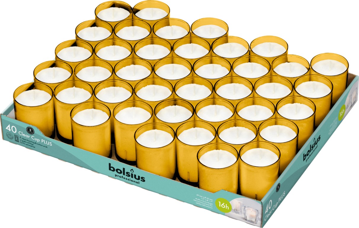 Bolsius Horeca Clear Cups 55/42 Tray 40 Amber (40 stuks)