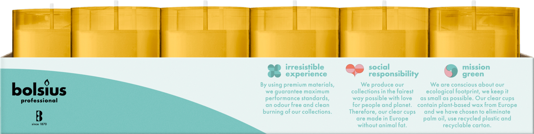 Bolsius Horeca Clear Cups 55/42 Tray 40 Amber (40 stuks) - image 3