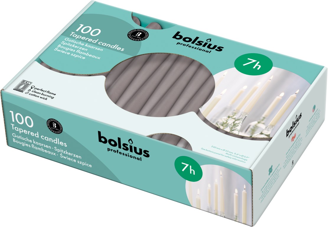 Bolsius Horeca Gotische Kaars 240/23 Doos 100 Taupe (100 stuks)