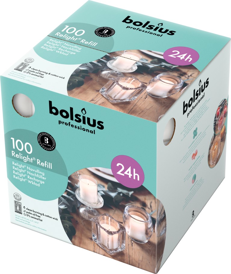 Bolsius Horeca Relight® Navullingen 64/52 Transparant (100 stuks)