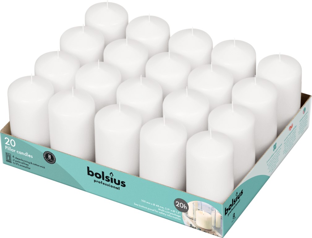 Bolsius Horeca Stompkaarsen 10/5 Wit (20 stuks)