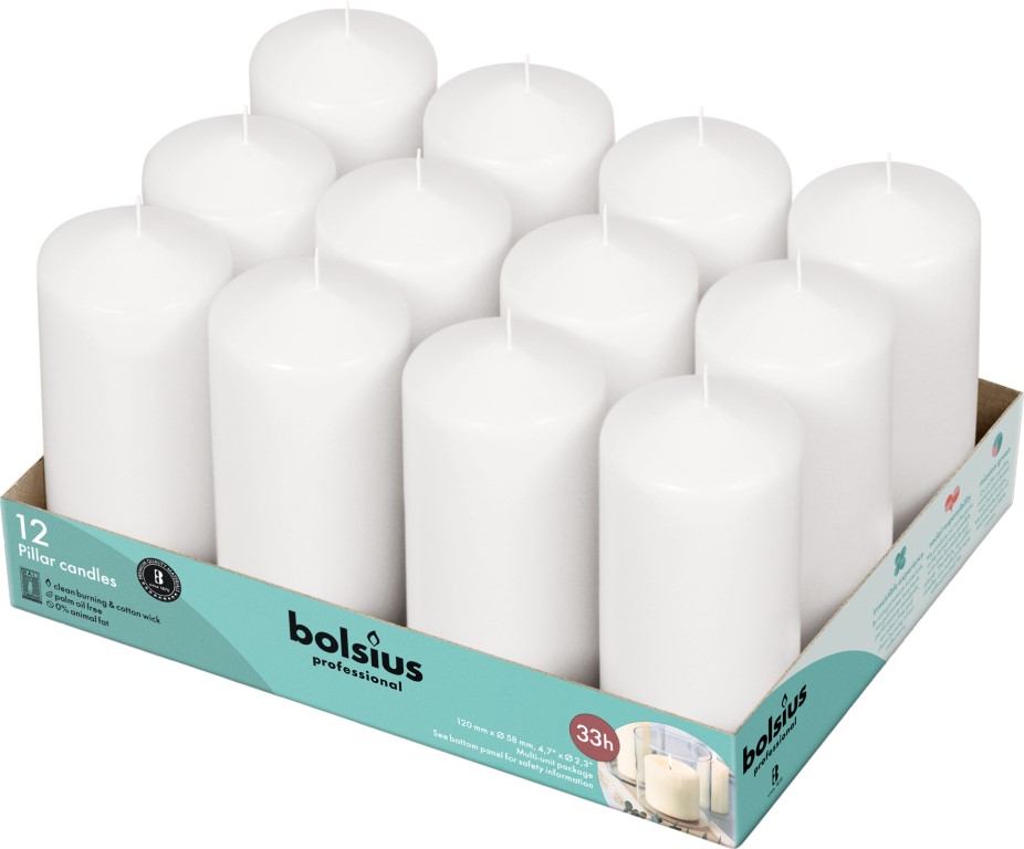 Bolsius Horeca Stompkaarsen 12/6 Wit (12 stuks)