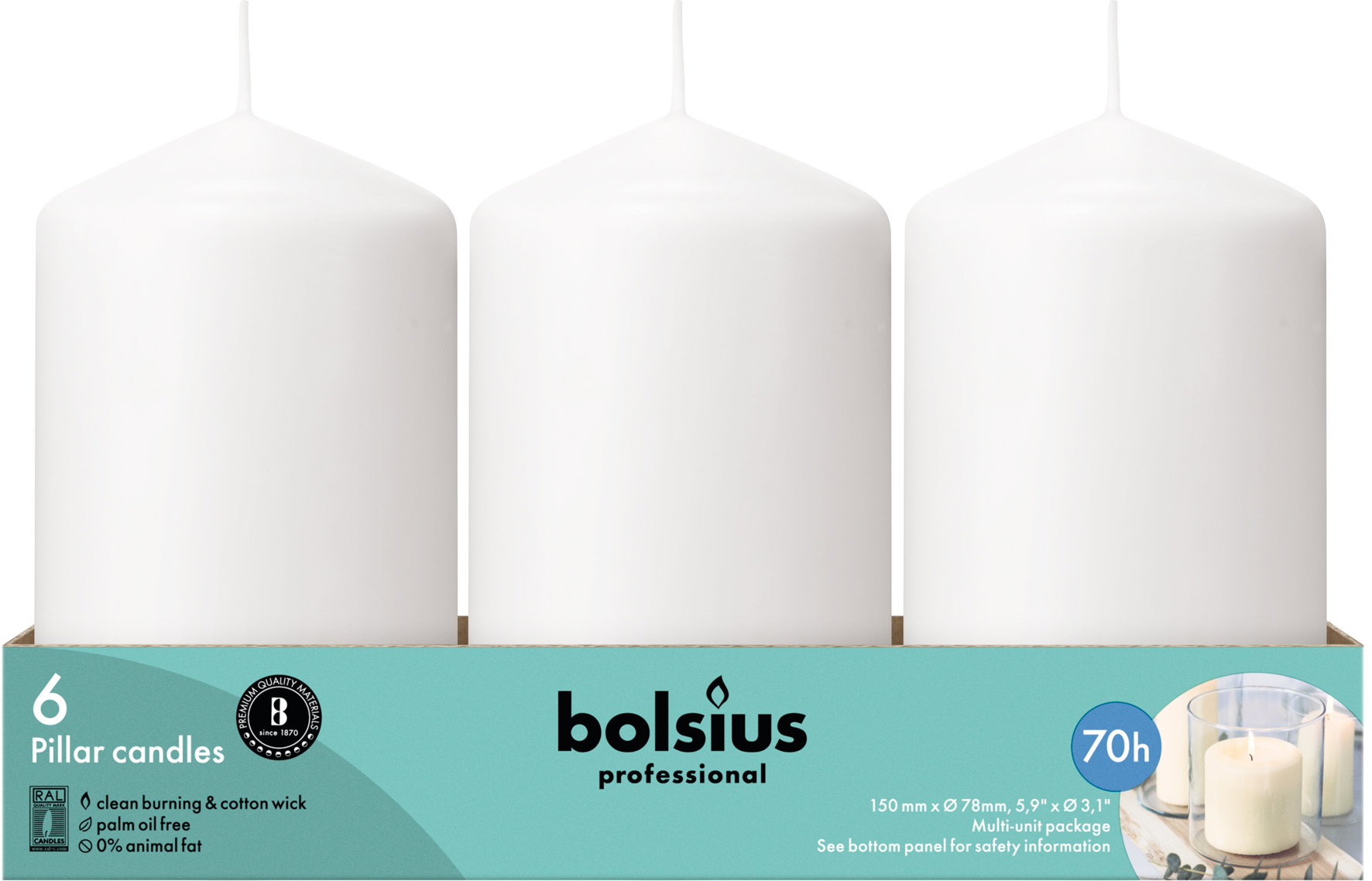 Bolsius Horeca Stompkaarsen 15/8 Wit (6 stuks) - image 2