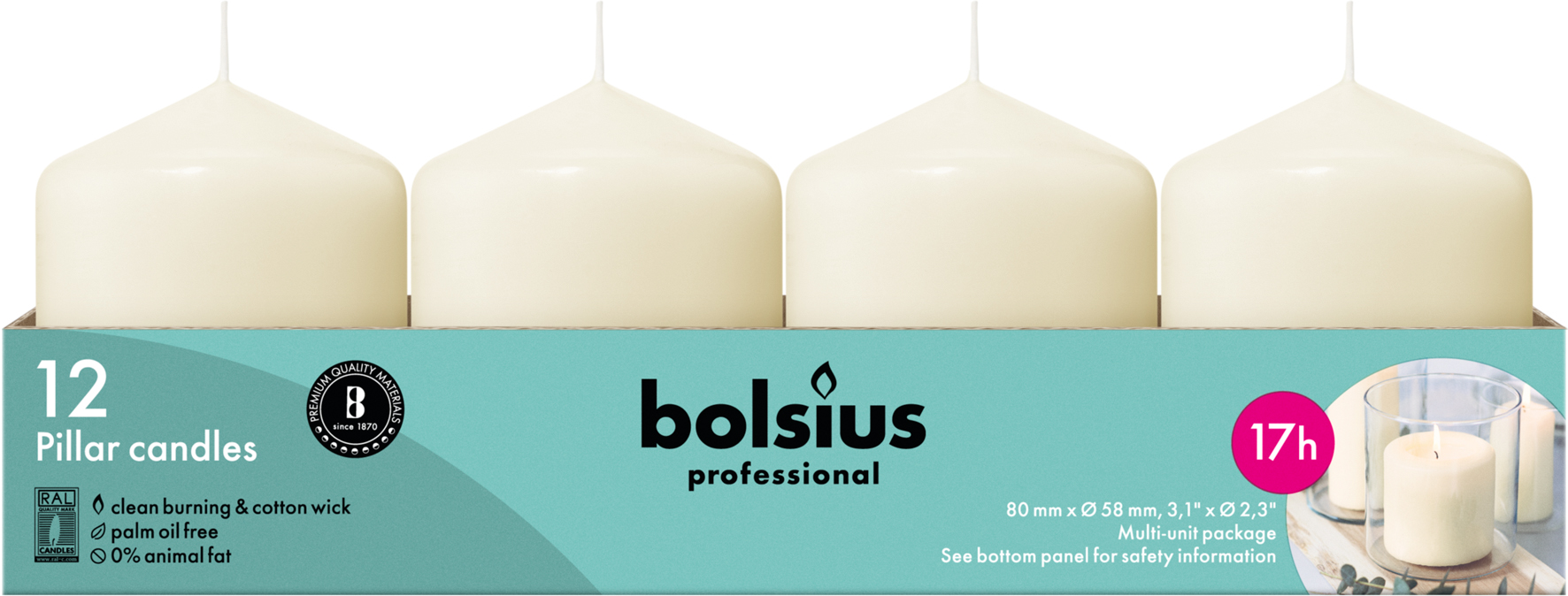 Bolsius Horeca Stompkaarsen 8/6 Ivoor (12 stuks) - image 2