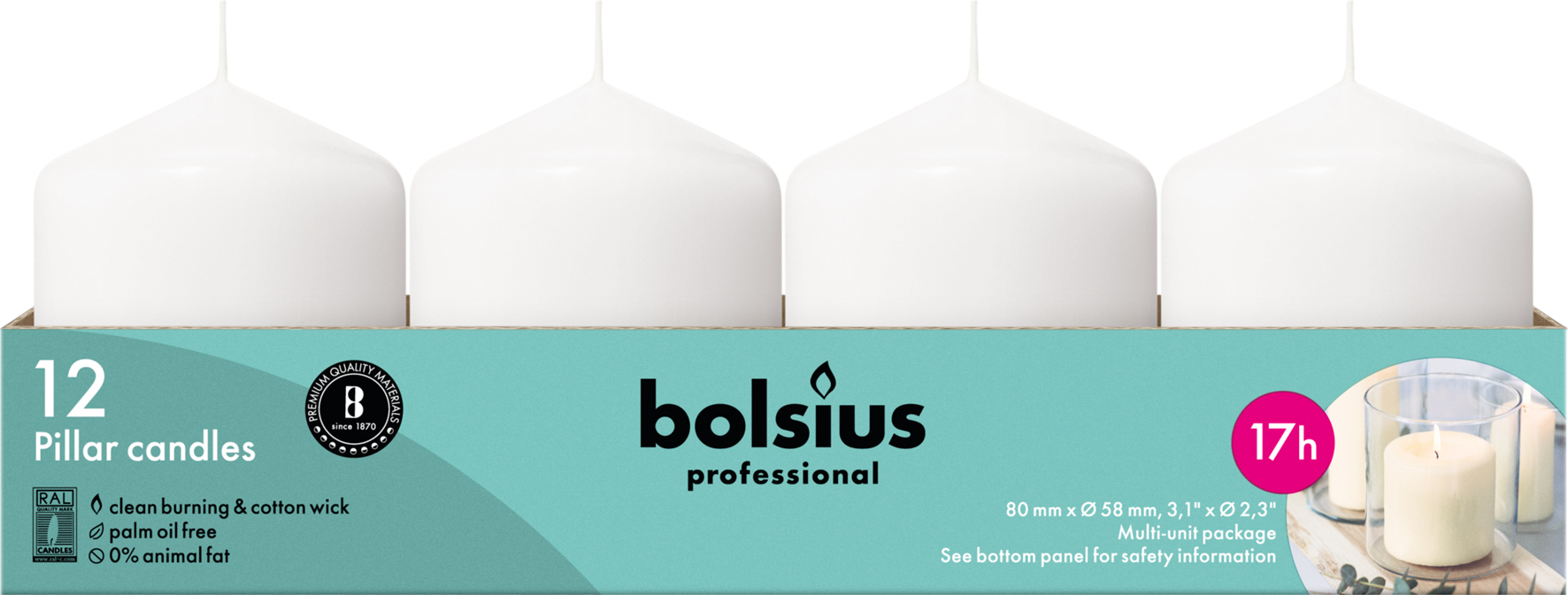 Bolsius Horeca Stompkaarsen 8/6 Wit (12 stuks) - image 2