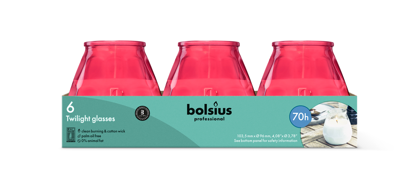 Bolsius Horeca Twilight 104/99 Fuchsia (6 stuks)