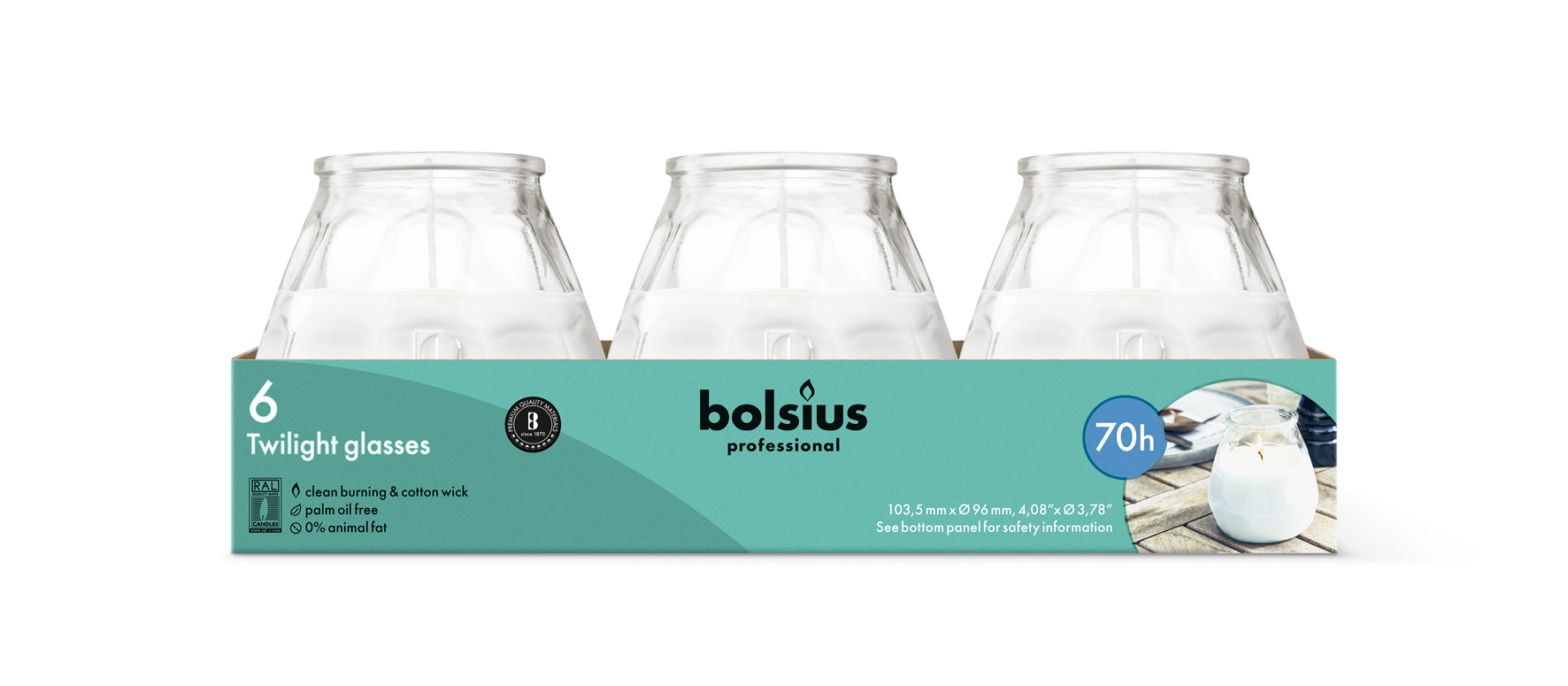 Bolsius Horeca Twilight 104/99 Transparant (6 stuks)