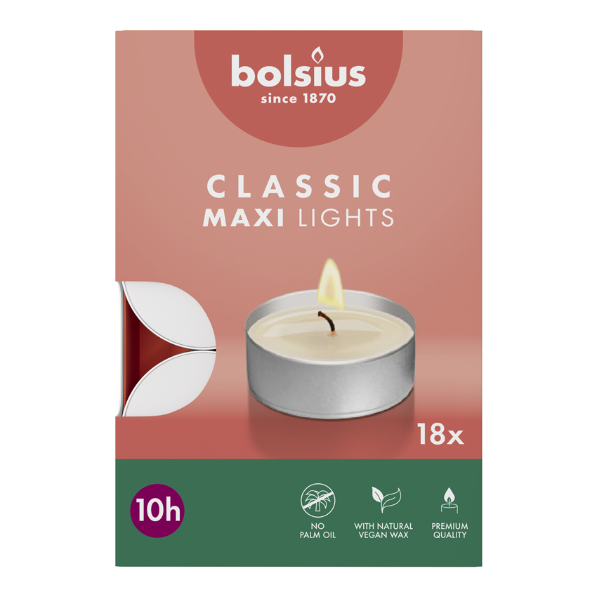 Bolsius Maxi-lichten 10u Wit (18 stuks)