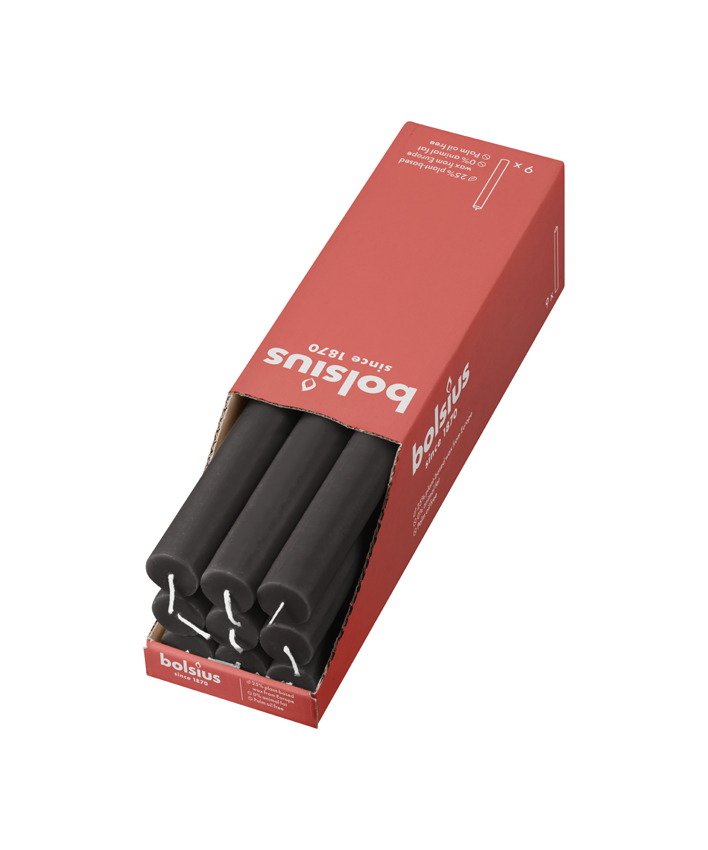 Bolsius Rustieke Tafelkaars 270/23 Stormygrey (9 stuks)