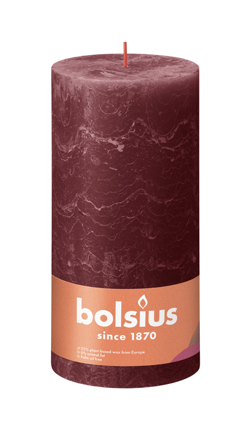 Bolsius Rustiekkaars 200/100 Velvet Red (1 stuk)