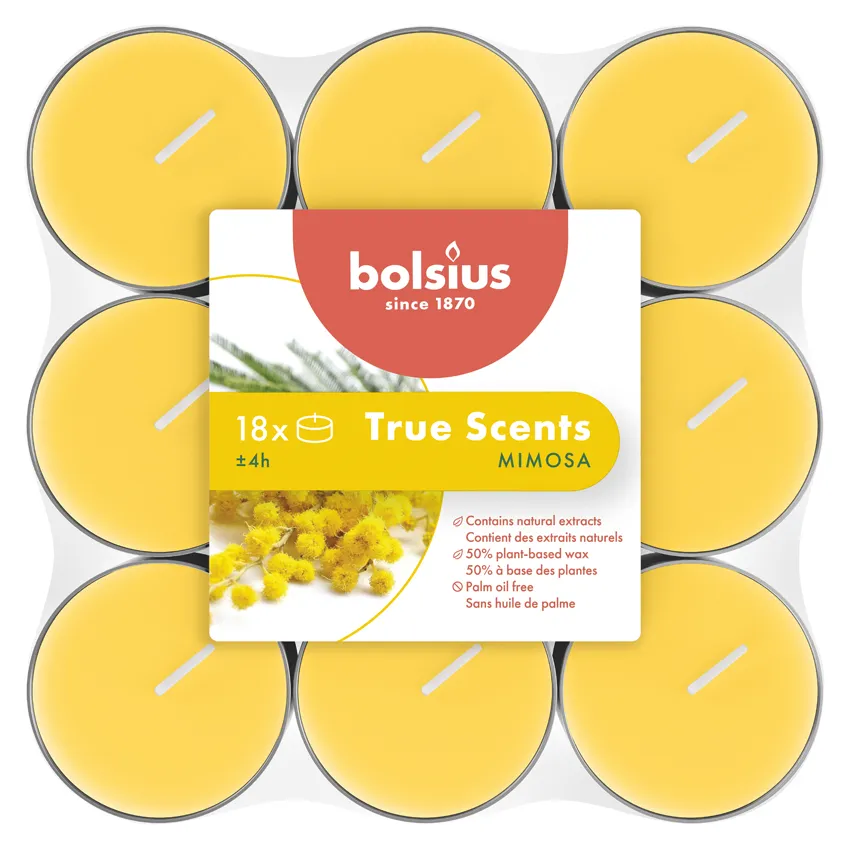 Bolsius True Scents Geurtheelichten 4U Mimosa (18 stuks)
