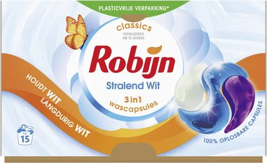 Robijn Wascapsules Stralend Wit (15 stuks)