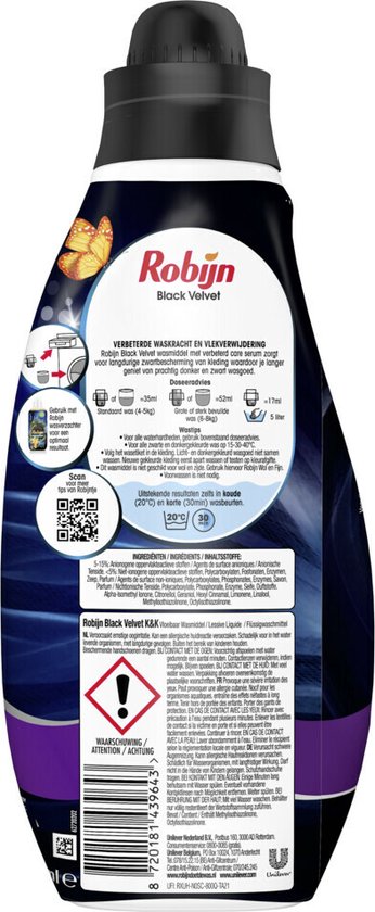 Robijn Wasmiddel Klein en Krachtig Black Velvet (665 ml)