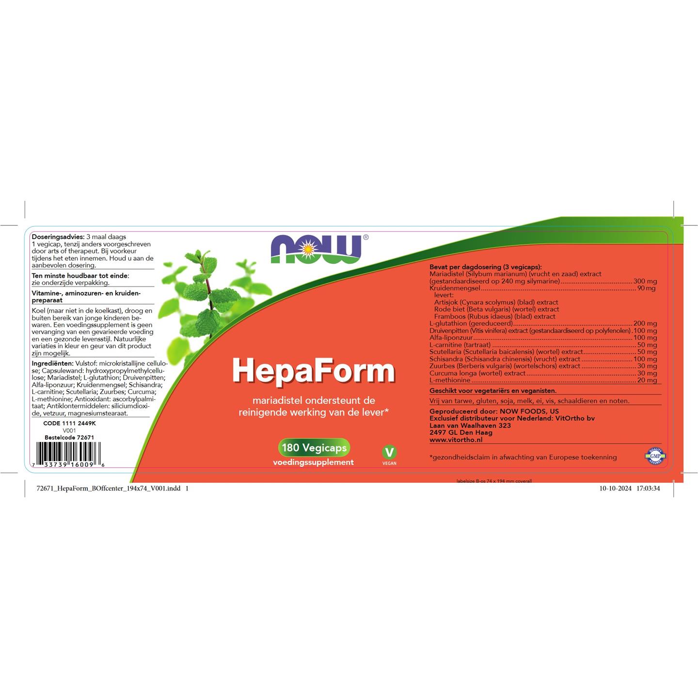 Now HepaForm (180 vega capsules)