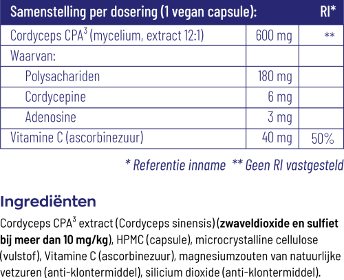 Vitakruid Cordyceps Cpa3 Mycelium Extract 12:1 (60 vega capsules) - image 3